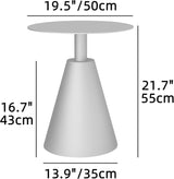 19.5''Φ Outdoor Round Coffee Table Weather-Resistant Aluminum Side Table for Balcony, Patio, Garden, Bedroom (White) - Photo 2