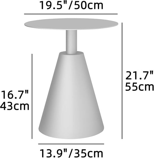 19.5''Φ Outdoor Round Coffee Table Weather-Resistant Aluminum Side Table for Balcony, Patio, Garden, Bedroom (White)