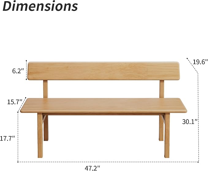 Outdoor indoor Bench, 47 Patio Garden and balcony Wooden Bench - Photo 2