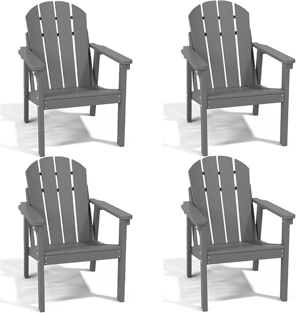Adirondack Chair Set of 4, All Weather HDPE Fire Pit Chairs, Oversized Plastic Adirondack Chair for Outdoor, Balcony - Photo 1