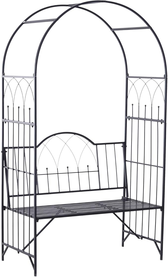 Metal Garden Arbor Bench with Two-Trellis Design