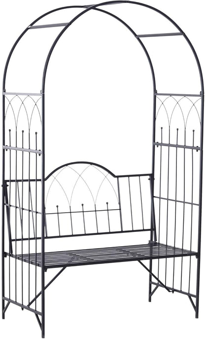 Metal Garden Arbor Bench with Two-Trellis Design