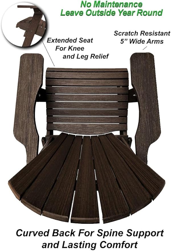 DuraWeather Poly Classic King Size Folding Adirondack Chair (Chestnut Wood Grain)