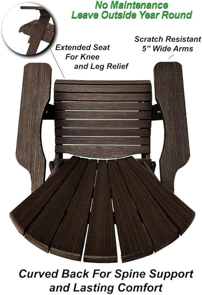 DuraWeather Poly Classic King Size Folding Adirondack Chair (Chestnut Wood Grain)