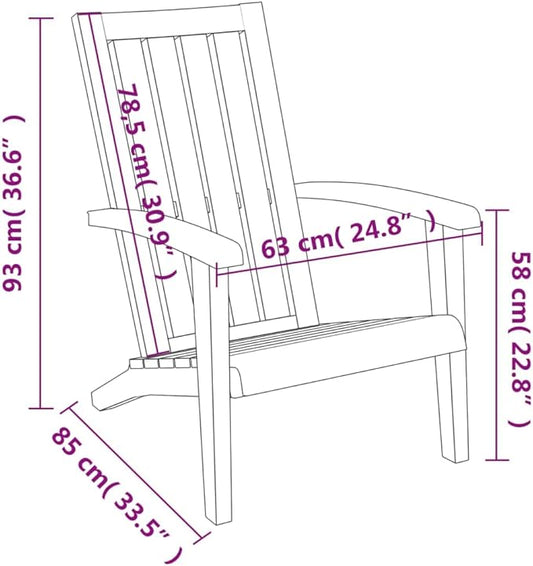 Adirondack Chair for Garden, Patio, and Balcony, Ergonomic Outdoor Seating with Textured Wood-Like Finish, Durable Weather-Resistant Polypropylene, Black