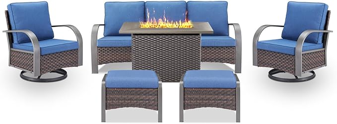 Belord Patio Furniture Set with Fire Pit Table - 50000 BTU Propane Fire Pit - Photo 1