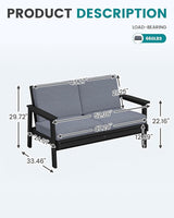 SERWALL HDPE Outdoor Patio Loveseat, All Weather Wood-Like Outdoor Sofa HDPE Outdoor Furniture - Photo 8