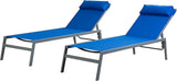 Kozyard Wilson Adjustable EDP Coated Wrought Iron Frame and Breathable Textilence Seat Chaise Lounge Chair (Blue - Photo 3