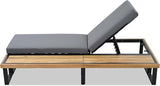 Merax Patio Chairs Set of 2 with Wood Side Table, Wicker Long Reclining Chaise with Adjustable Backrest - Photo 7