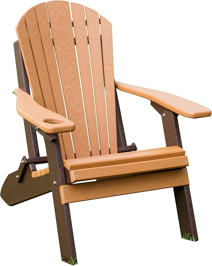 Furniture Barn USA Poly Folding Adirondack Chair, Cedar and Tudor Brown