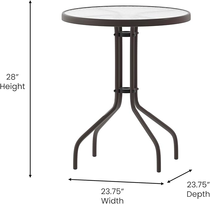 Flash Furniture Bellamy 23.75'' Round Tempered Glass Metal Table, Bronze - Photo 3