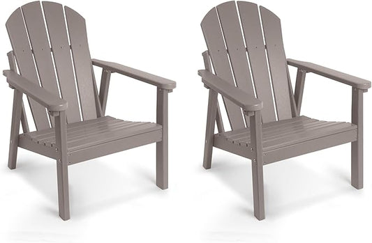 Adirondack Chair Set of 2, HDPE All Weather Adirondack Chairs, Fire Pit Chairs, Patio Chairs, Lawn Chairs. Perfect for Porch, Patio, Poolside, Deck.