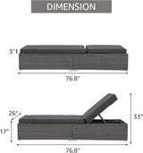 Patiorama Outdoor Patio Chaise Lounge Chair, Elegant Reclining Adjustable Pool Rattan Chaise Lounge Chair with Cushion - Photo 5