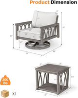 2-Piece Aluminum Outdoor Furniture Set, Swivel Patio Sofa Chair and Side Table Set - Photo 2