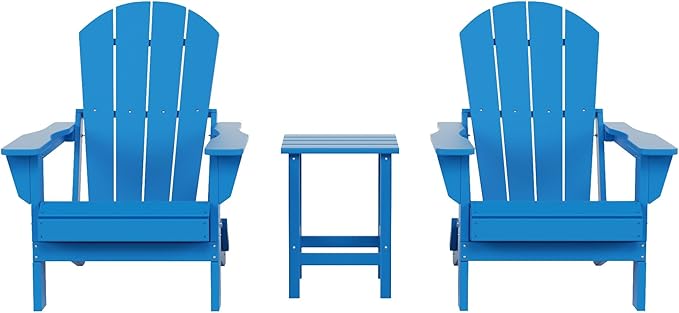 Costaelm 3 piece Patio Set, Outdoor Modern Adirondack Table and Chairs - Photo 1