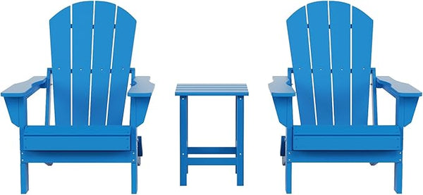 Costaelm 3 piece Patio Set, Outdoor Modern Adirondack Table and Chairs - Photo 1