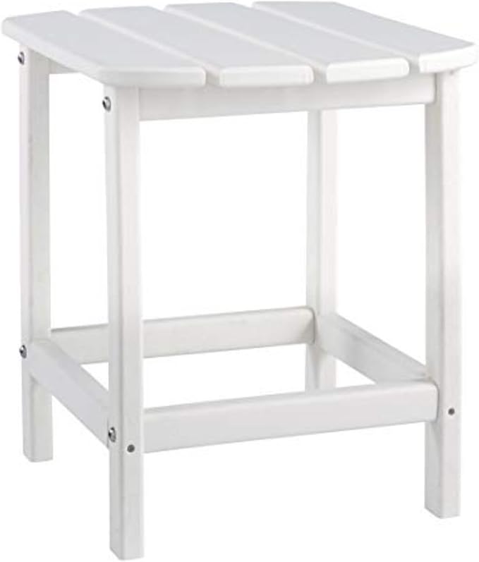 Signature Design by Ashley Sundown Treasure Outdoor Patio HDPE Weather Resistant End Table, White