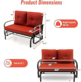 Tangkula 2-Person Outdoor Glider Bench, Swing Seat Bench with Seat & Back Cushions, Sturdy Rustproof Steel Frame - Photo 3