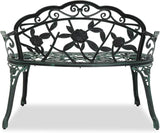 Outvita Outdoor Bench, 38"" Cast Aluminum Garden Bench Anti-Rust Weather Resistant Patio Bench Rose Pattern Bench for - Photo 5