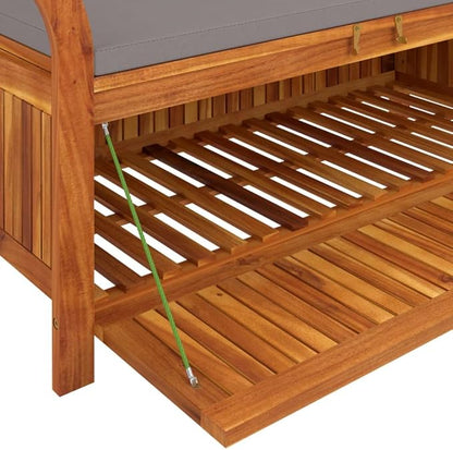 Garden Benches,Ergonomically Designed Outdoor Benches,All Weather Patio Chair,for Porch Lawn Backyard Park,Patio Storage Bench with Cushion 49.6" Solid Wood Acacia
