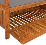 Garden Storage Bench Wood with Dark Grey Cushion Garden Bench Outdoor Benches for Balcony Courtyard - Photo 8
