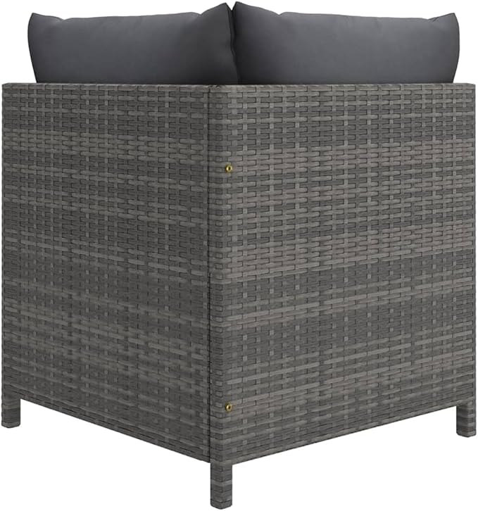 Sectional Corner Sofa with Cushions Gray Poly Rattan,Comfortable Patio Sectional Corner Sofa for Outdoor Garden Lounge - Photo 5