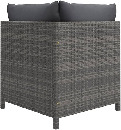 Sectional Corner Sofa with Cushions Gray Poly Rattan,Comfortable Patio Sectional Corner Sofa for Outdoor Garden Lounge