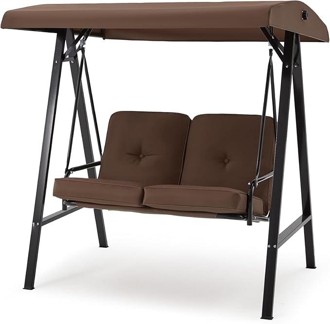 AECOJOY Outdoor Patio Swing Chair for Adults, 2-Seat Porch Swings with Adjustable Canopy - Photo 9