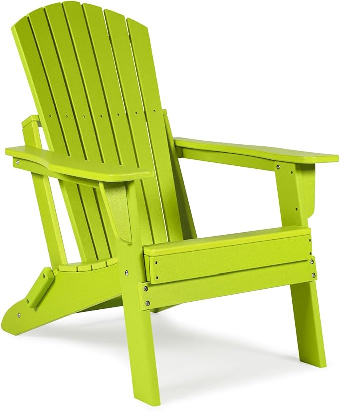 Aoodor Folding Adirondack Chair HDPE Outdoor All-Weather Chair for Patio, Garden, Backyard, Lawn, Fire Pit, Apple