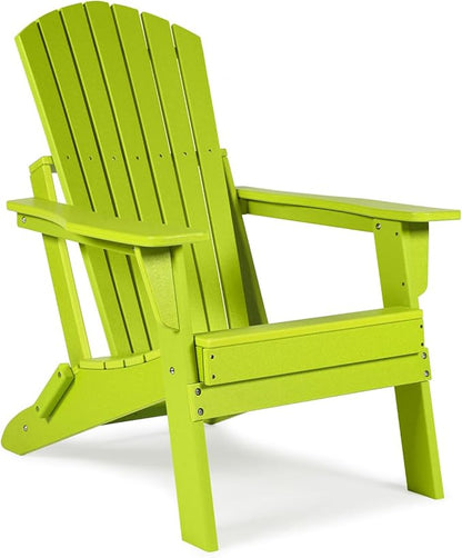 Aoodor Folding Adirondack Chair HDPE Outdoor All-Weather Chair for Patio, Garden, Backyard, Lawn, Fire Pit, Apple