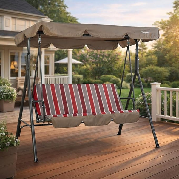 Kozyard Alicia 3-Seat Patio Swing, Outdoor Canopy Swing with Steel Frame - Photo 1