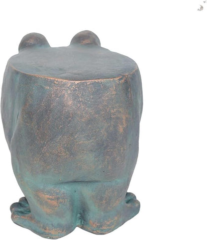 Garden Stool, Plant Stool or Frog Table for Garden, Front Porch, Patio, Outside, Indoor, Lightweight Concrete, Weather-Resistant, Distressed Gold Patina Finish, No Assembly (Frog)