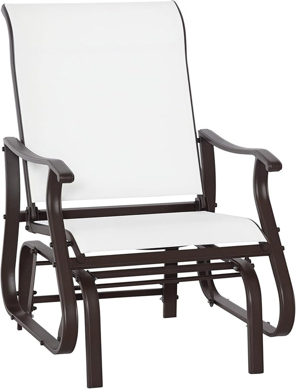 Outsunny Outdoor Glider Chair, Gliders for Outside Patio with Steel Frame and Mesh Fabric for Backyard, Garden - Photo 1
