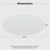 24x48 inch Oval 1/4" Thick Pencil Polished Edge Glass Table Top with 6 Bumpers - Tempered - Photo 3