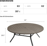 Patio Dining Table for 8-10, Round Metal Outdoor Table with Storage Shelf, 1.57" Umbrella Hole - Photo 3