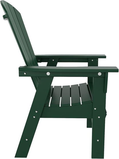 WestinTrends Dylan Outdoor Patio Shell-Back Adirondack Dining Chair Weather Resistant Dark Green