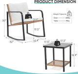 Verano Garden 3 Pieces Rocking Bistro Set, Small Wicker Patio Furniture Set - Photo 7