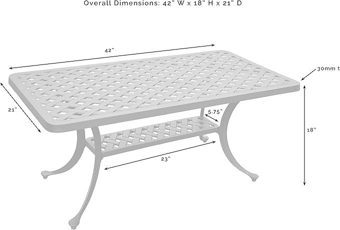 Crosley Furniture Sedona Weather Resistant Cast Aluminum Outdoor Coffee Table for Patio, Deck, Porch, Black - Photo 3