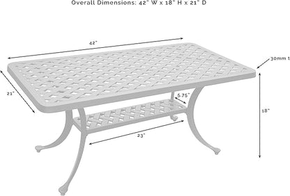 Crosley Furniture Sedona Weather Resistant Cast Aluminum Outdoor Coffee Table for Patio, Deck, Porch, Black