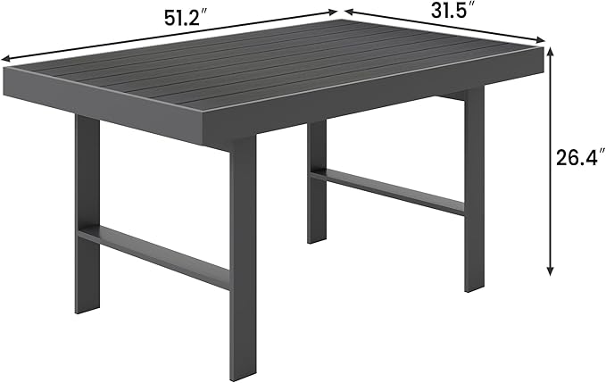 Solaste Aluminum Outdoor Dining Table, All-Weather Rectangle Metal High Patio Coffee Table for Balcony, Garden - Photo 3