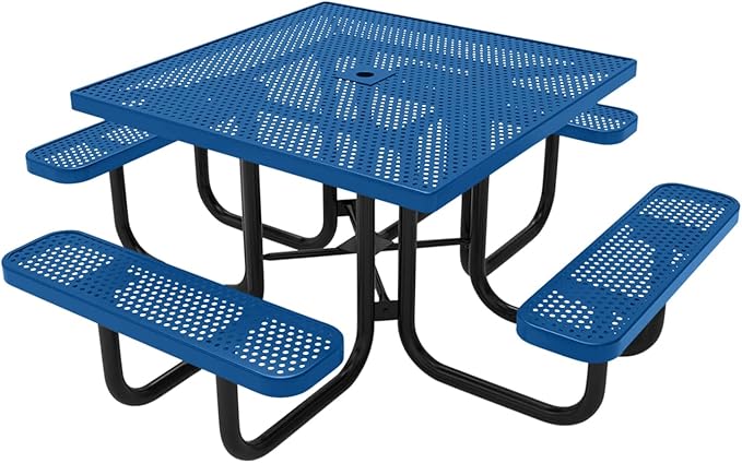 COATEDOUTDOORFURNITURE Heavy-Duty Portable Outdoor Picnic Table with Umbrella Hole - Photo 1