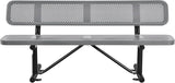 Global Industrial 6'L Heavy Duty Outdoor Steel Picnic Bench with Backrest, Perforated Metal, Portable Outdoor Bench - Photo 4
