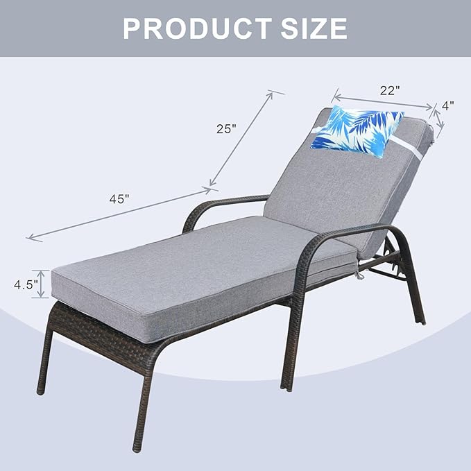 JMGBird Outdoor Chaise Lounge Cushion 70 * 22 * 4.5 Inch - Photo 2
