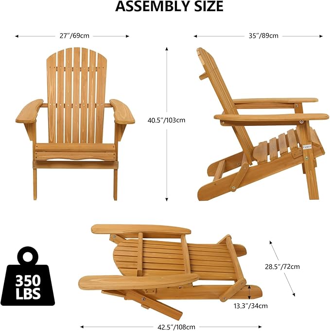 VINGLI Folding Adirondack Chairs Set of 4 Clearance Weather Resistant/Lawn Cheap Fire Pit Highwood Lounge Chairs-Patio - Photo 3