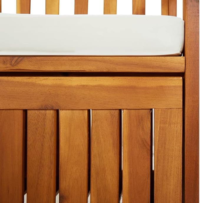 Storage Bench with Cushion Garden Bench Outdoor Bench for Outdoors Porch Entryway Furniture for Yard 66.9" Solid Wood Acacia