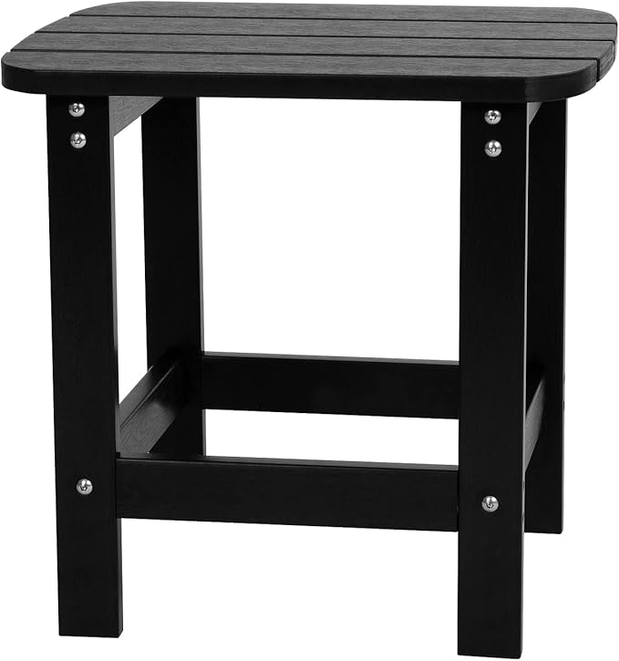 Flash Furniture Winston Set of 2 Rocking Chairs with Side Table - Black Poly Resin - Weather Resistant - Photo 8
