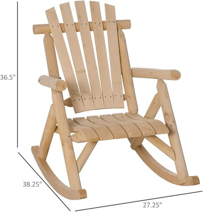 Adirondack Rocking Chair, Solid Fir Wood Patio Rocker with Ergonomic Comfort for Porch, Patio, Garden, Backyard(Natural)