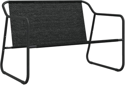 Anthracite Powder-Coated Steel Garden Bench, 2-Seater Outdoor Seating for Patio & Balcony, Weatherproof Durable Porch Furniture Bench Seating
