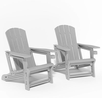 FONTOI Adirondack Chair, Plastic Adirondack Chair with Cup Holder, Outdoor Weather Resistant Lawn Furniture, 400 LBS Capacity Recliner, Garden Backyard Patio Without Screws Install, Set of 2 Grey