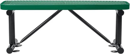 Global Industrial 4'L Heavy Duty Expanded Metal Mesh Flat Bench with Steel Frame, Portable Outdoor Bench, 1000 lbs Capacity, Green, 48" L x 14-1/2"W x 18" H